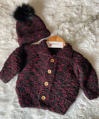 Textured Coat Set -2pc Maroon