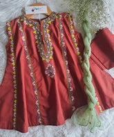 Gul e Baharan -3pc Burnt Orange