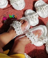 Pearl white flip-flops