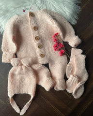 Knit Romper -4pc Powder