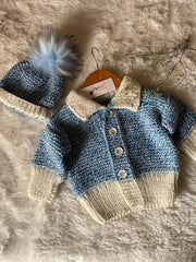 Textured Coat Set -2pc Sky