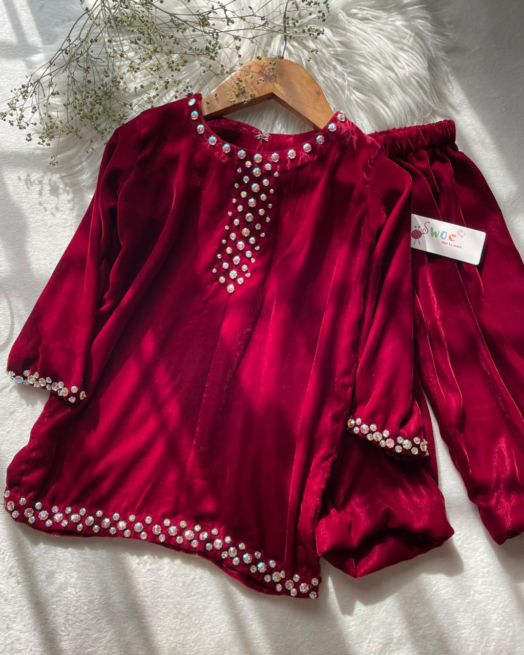Velvet Bling -2pc Maroon
