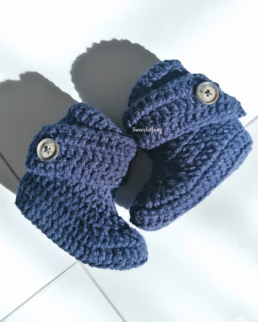 Side Button Blue Boots