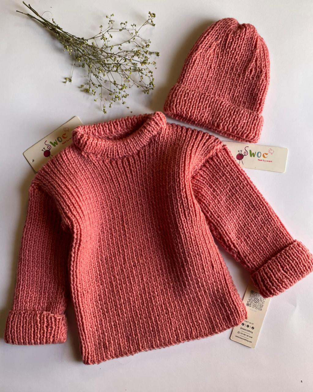 Knitted Pullover -2pc Tpink