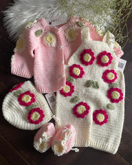 Powder-Pink Sunflower Suspenders -4pc