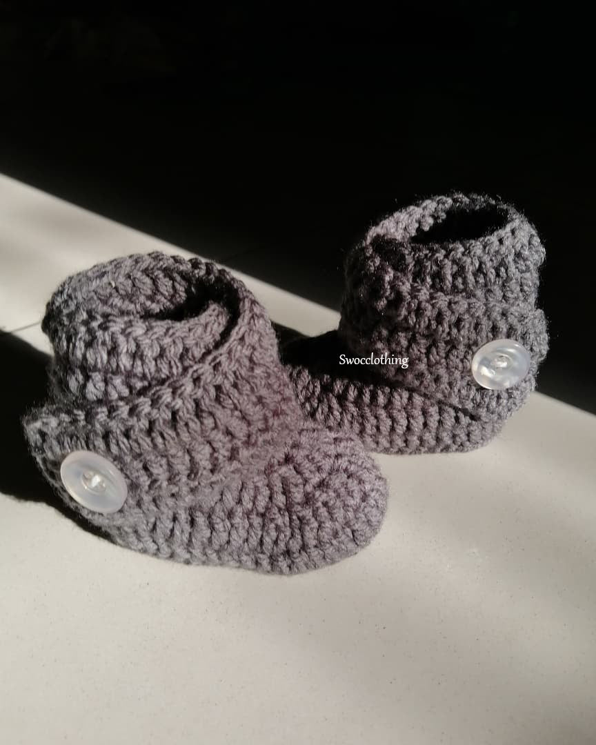 Side Button Grey Boots