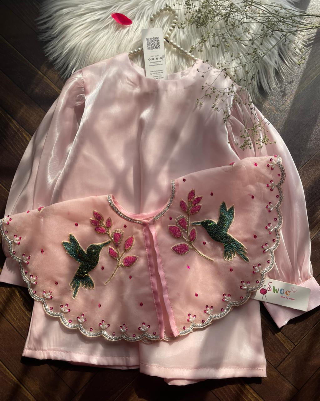 Eid Cape -2pc Powder Pink
