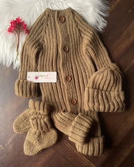 Ribbed Romper -3pc Coffee