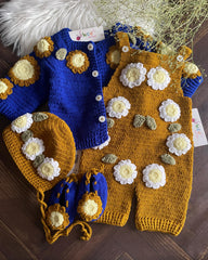 Blue Sunflower Suspenders -4pc