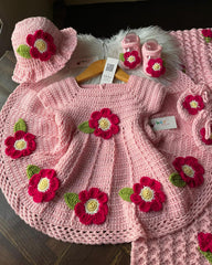 Pink Petals Frock -4pc