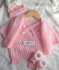Pink Fur Dungaree Set -4pc