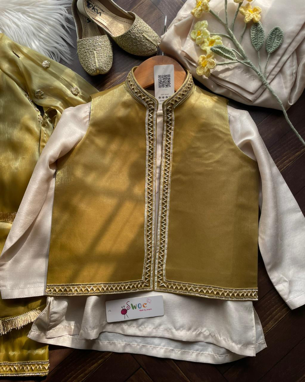 Eid Gota Suit -3pc Olive B